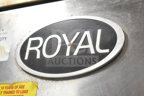 Royal commercial convection oven, full size, view-through and solid door, thermostatic controls, auction item.