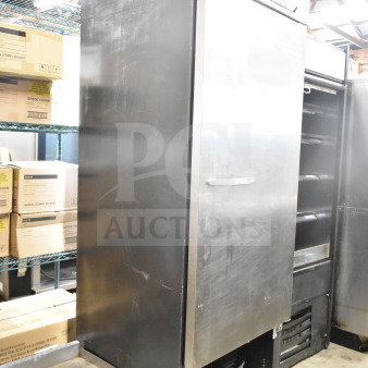 Beverage Air SR1HC-1S single door reach-in cooler on casters, 120V. Features stainless steel finish, commercial grade.