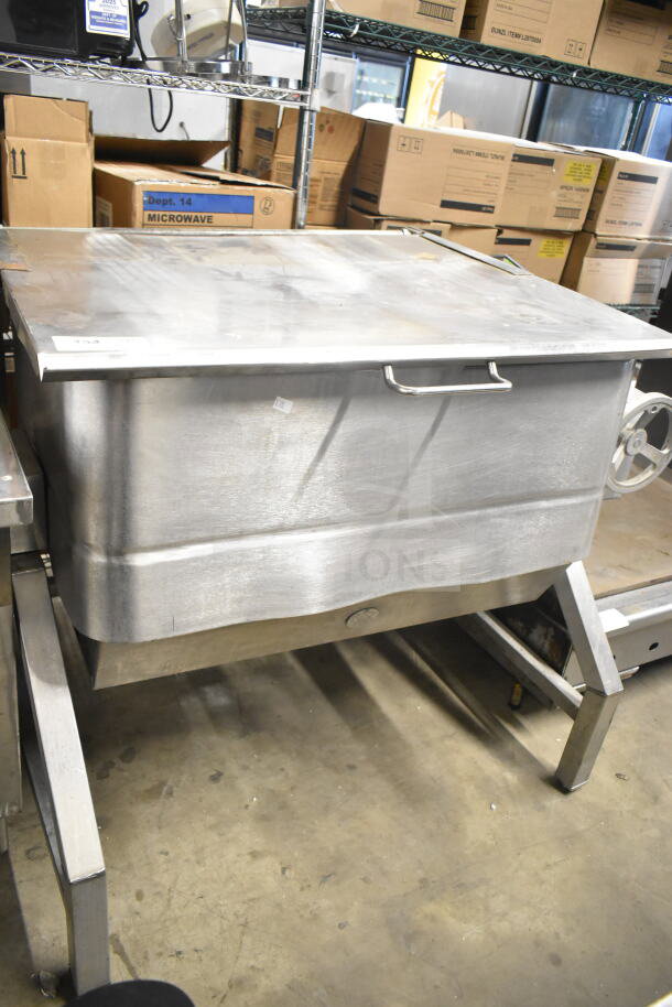 TS-37G Commercial Floor Manual Tilting Braising Skillet, stainless steel, sturdy, good condition, visible handle, model TS-37G.