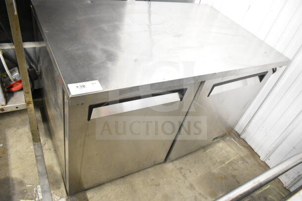 Master Bilt UC-48DR 2-door undercounter cooler, stainless steel, 115V, 1 phase, used, slight surface marks, auction number visible.