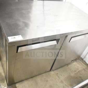 Master Bilt UC-48DR 2-door undercounter cooler, stainless steel, 115V, 1 phase, used, slight surface marks, auction number visible.