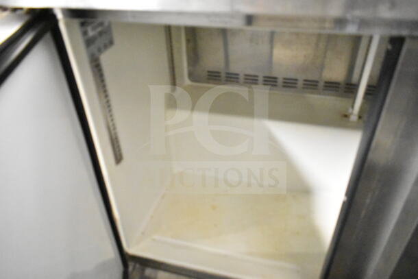 Master Bilt UC-48DR undercounter cooler, 2-door, interior view, 115V, 1 phase, good condition, commercial use.