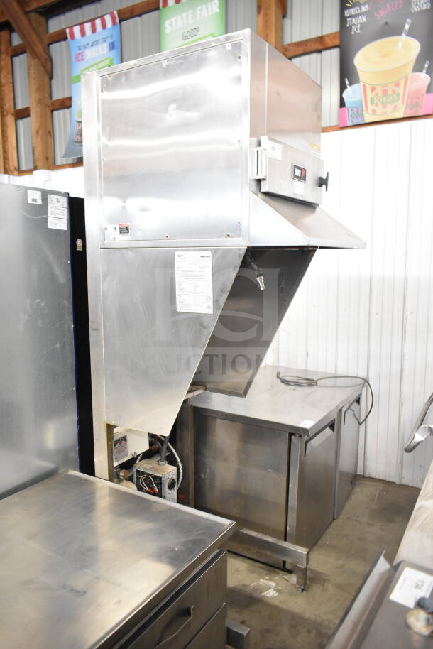 BKI FH-22 Commercial Ventless Hood, stainless steel, 208-240V, 1 or 3 phase, used, visible control labels, and wiring.