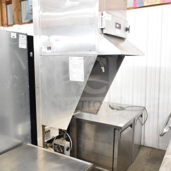 BKI FH-22 Commercial Ventless Hood, stainless steel, 208-240V, 1 or 3 phase, used, visible control labels, and wiring.