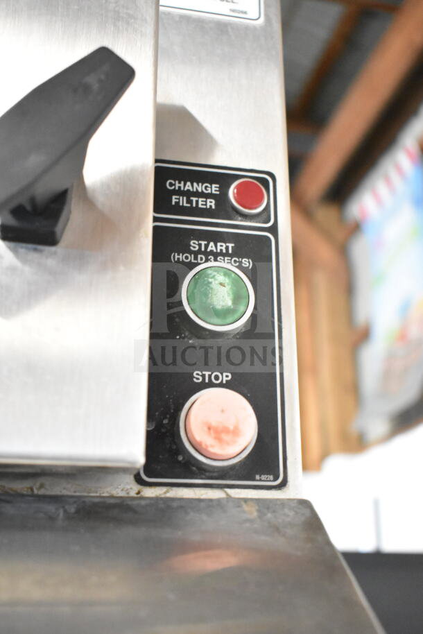 BKI FH-22 Commercial Ventless Hood control panel with buttons: "Change Filter," "Start," and "Stop." Model FH-22.