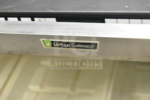 Urban Cultivator Mini Cooler Merchandiser, stainless steel finish, features branding label, operates at 115 volts, 1 phase.