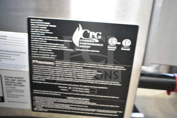 BRAND NEW 2026 Cooking Performance Group GT-CPG-60-NL 60" Natural Gas Griddle, thermostat controls, 150,000 BTU. Label info visible.