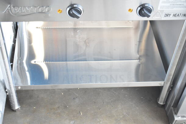 Brand new Avantco 177STE2S two pan electric steam table, visible undershelf, 120V, 1 Phase. Scratch and dent condition.