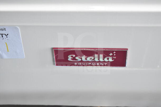 Estella 348SM80 label on spiral dough mixer, 80 Qt. Two-Speed, 220V, new with minor scratches, 3-phase.