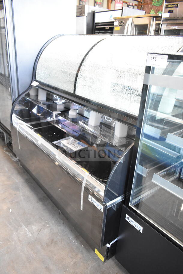 Avantco 193CAC60B black refrigerated air curtain merchandiser, 59 1/8", broken glass, 115V, 1 phase, dual service, new.