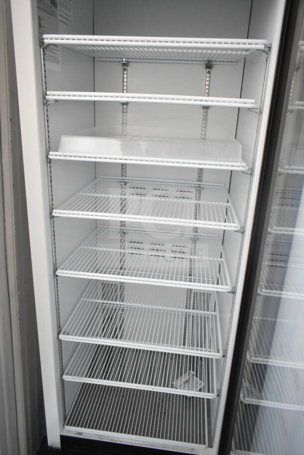 2019 Habco SE18 commercial reach-in cooler, single glass door, five adjustable shelves, 115V, excellent condition.