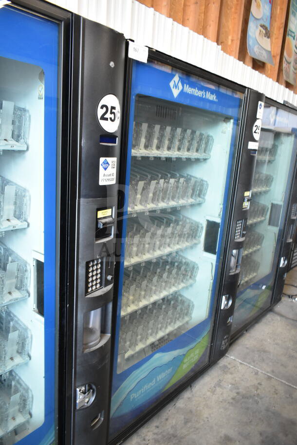 Crane 5800-4 drink vending machine with bill acceptor, 115V, 1 phase. Displays Member's Mark branding, 25¢ per item.