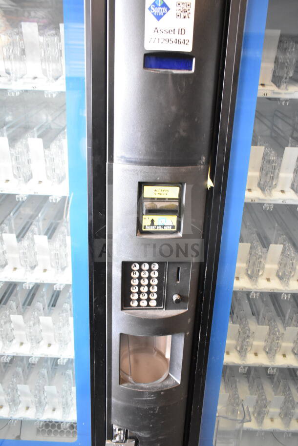 Crane 5800-4 commercial drink vending machine with bill acceptor, keypad, and Asset ID tag; 115 Volts, 1 Phase.