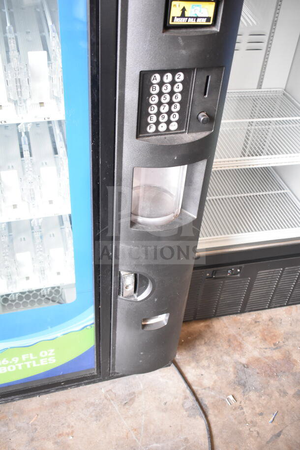 Crane 5800-4 drink vending machine with bill acceptor, keypad, 115 volts, 1 phase, commercial use, sturdy build.