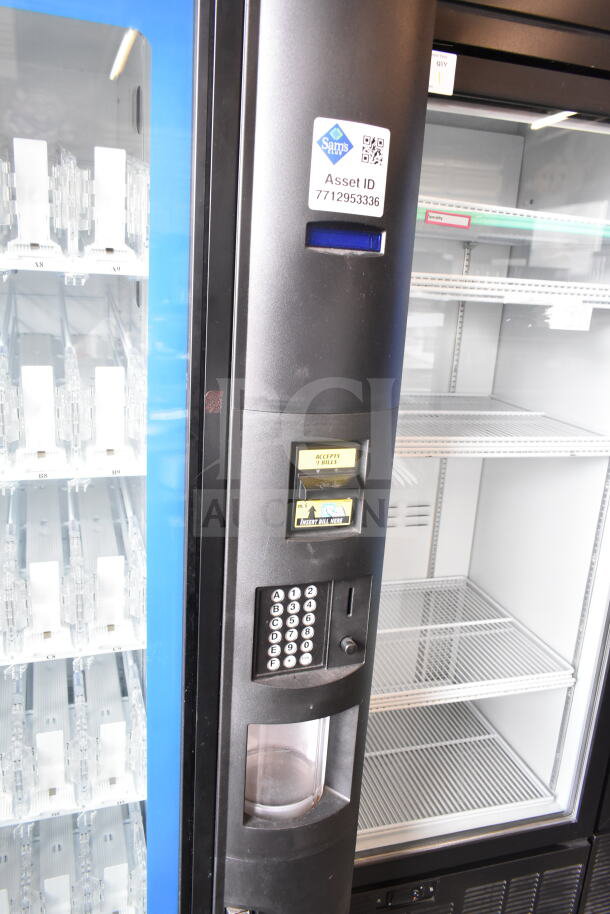 Crane 5800-4 vending machine with bill acceptor, 115V, commercial model. Asset ID visible. Clean, working condition.