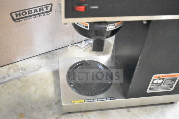2024 Bunn VPR Commercial Coffee Machine, countertop model, 120 Volts, 1 Phase, black color, warning labels visible.