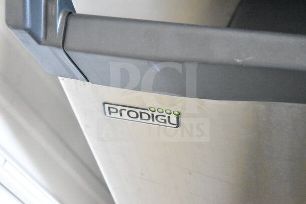 Scotsman Prodigy stainless steel undercounter ice machine, commercial, self-contained, visible branding, excellent condition.