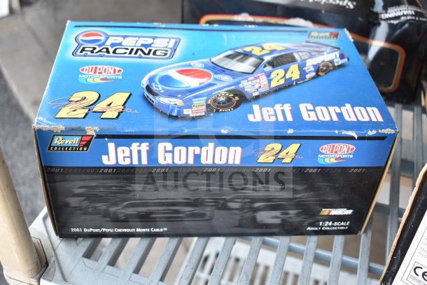 Boxed Jeff Gordon DuPont Pepsi Racing 1:24 Scale Stock Car by Revell, minor wear on edges.