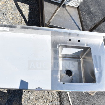 BRAND NEW Regency 600ST2448R 24"x48" stainless steel work table with right sink, faucet holes, no legs, scratch and dent condition.