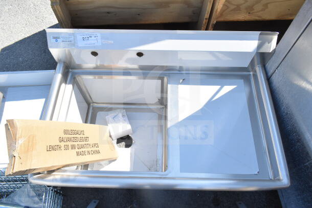 Brand new Steelton 522CS11818R 38 3/4" commercial sink with 18" right drainboard; cardboard box included.