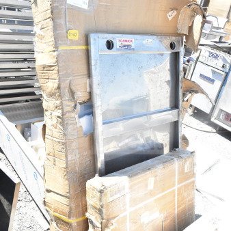 Three brand new scratch and dent items including a Schmick 177AOGT2427 24" x 27" x 4" stainless steel 4-burner griddle top.