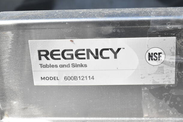 Regency 600B12114 single bay sink, no legs, with visible NSF label; suitable for commercial use.