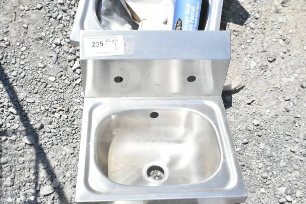 Brand new Krowne 75BHS4 wall-mounted hand sink, 15.25" x 17.25", with overflow, P-trap, and Silver Series faucet. Scratch and dent condition.