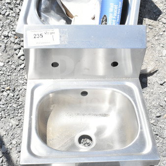 Brand new Krowne 75BHS4 wall-mounted hand sink, 15.25" x 17.25", with overflow, P-trap, and Silver Series faucet. Scratch and dent condition.