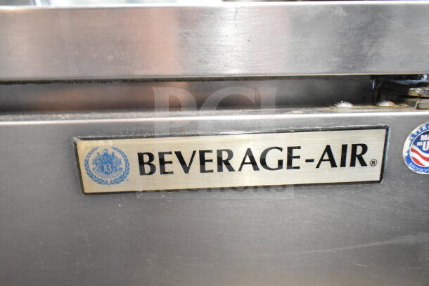 Beverage Air WTR72AY commercial 3 door undercounter cooler, stainless steel, 115 volts, visible brand label, "Made in USA" sticker.
