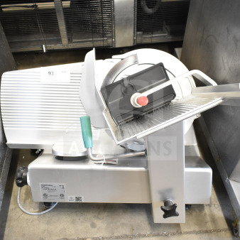 2018 Bizerba GSP HD commercial meat slicer, 120 volts, 1 phase, in good condition. Visible model label and controls.