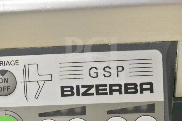 2018 Bizerba GSP HD meat slicer, commercial countertop model, 120V, good condition, model label visible.