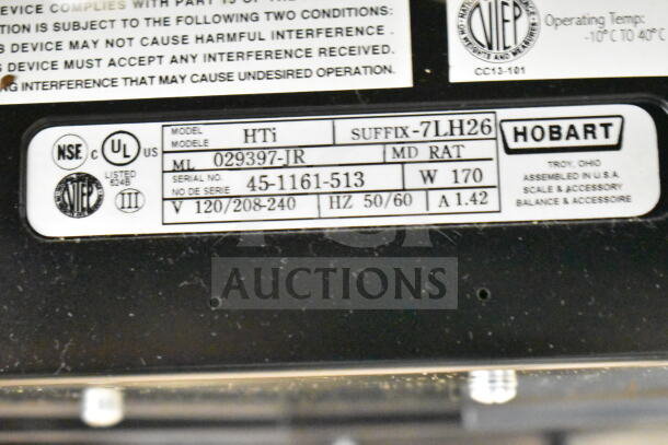 2017 Hobart HTi-7LH26 scale, commercial, 120/208-240V, 1 Phase, tested, working, model label visible, screen damage.