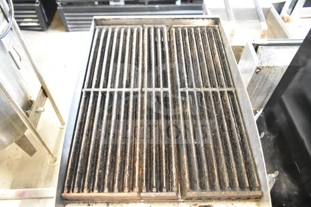 Cecilware Pro gas countertop charbroiler grill, showing metal grates. Used condition, ideal for commercial kitchens.