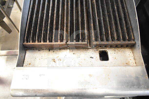 Cecilware Pro gas charbroiler grill, commercial countertop model. Features durable design, shows signs of use.