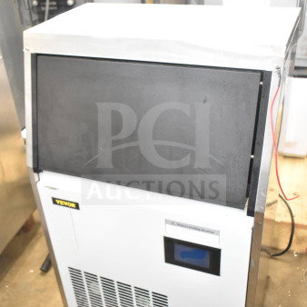 2023 Vevor P70-408.V1s commercial ice machine, 110 volts, 1 phase. Appears in good condition, minor wear visible.