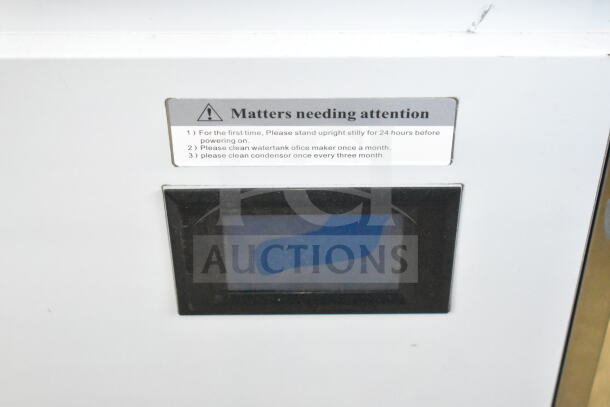 2023 Vevor P70-408.V1s commercial ice machine, digital display, maintenance instructions visible. 110V, 1 phase.
