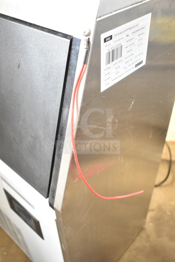 2023 Vevor P70-408.V1s commercial ice machine, 110V, 1 phase. Visible label with model and specs. Excellent condition.