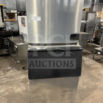 Manitowoc IY1106A261 stainless steel ice maker, electric-powered, air-cooled, model IY1106A-261, on legs, commercial use.