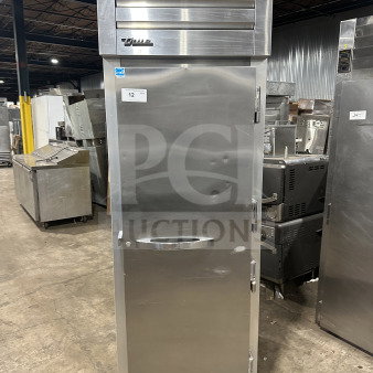 True Spec Series single door stainless steel refrigerator, Model STG1R1SH, Energy Star, on casters, with lock and keys.