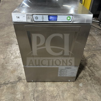 Hobart LXEH commercial stainless steel undercounter dishwasher, Energy Star certified, electric powered, in good condition.