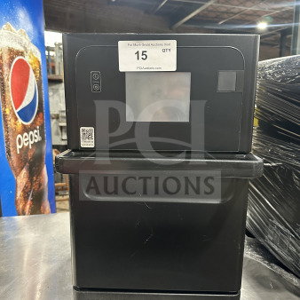MerryChef Eikon E2S black electric rapid cook oven, excellent condition, countertop model with digital display and serial number 2106213091351.