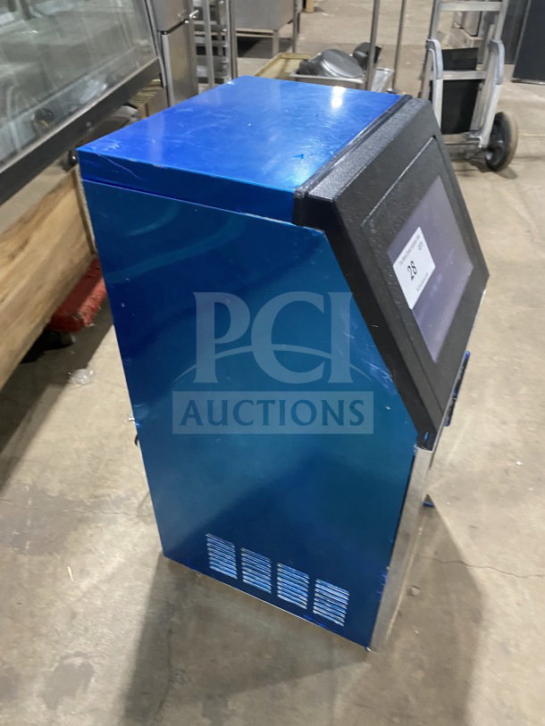 Rare Vevor BY90PF stainless steel ice machine with digital controls, excellent condition, SN: 231030606260223, 110V.