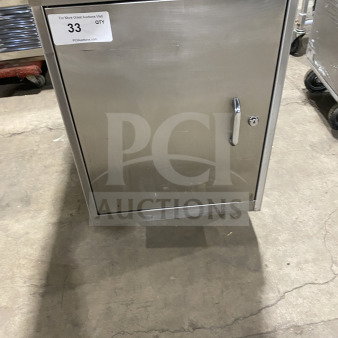 Commercial stainless steel 1-door undercounter holding/proofing cabinet on casters, in good condition with label 33.