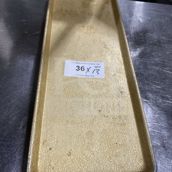 Rare commercial fiberglass display tray, rectangular, crackled surface, label shows "36 X /13" for auction details.