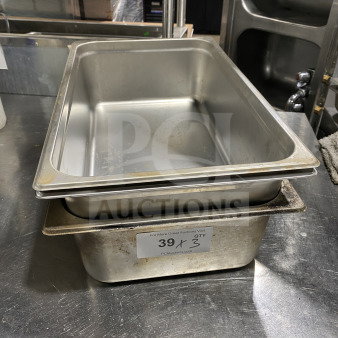 Commercial stainless steel half-size 6" deep anti-jam steamtable pan, model SPJL-206, showing minor surface wear.