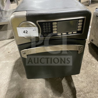 TurboChef NGO commercial countertop turbo oven with digital controls, Serial NG0DO3662, 208/240V, 1 Phase, on legs.