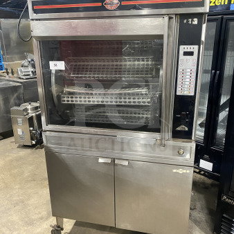 Cleveland Range Model BMR32 commercial rotisserie convection oven, stainless steel, natural gas, on casters.