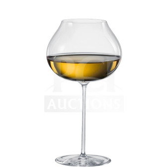 Rona Commercial Red 16oz Wine Glass, Luxion Eco-Crystal, clear, shown with sparkling wine. New, 6 per case.