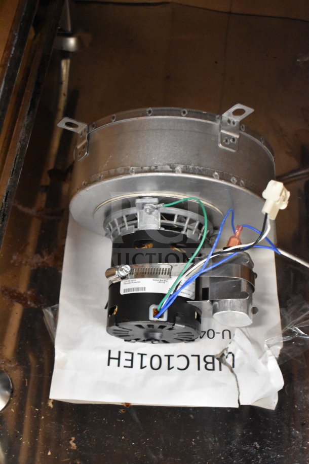 BRAND NEW SCRATCH AND DENT Blodgett BLCT-101H commercial convection oven motor assembly, shown with wires and label.