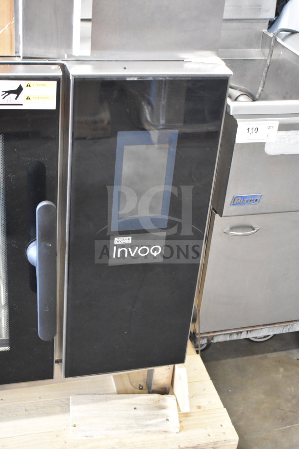 Brand new Blodgett Invoq commercial combi convection oven, labeled "Scratch and Dent." Markings show model name.